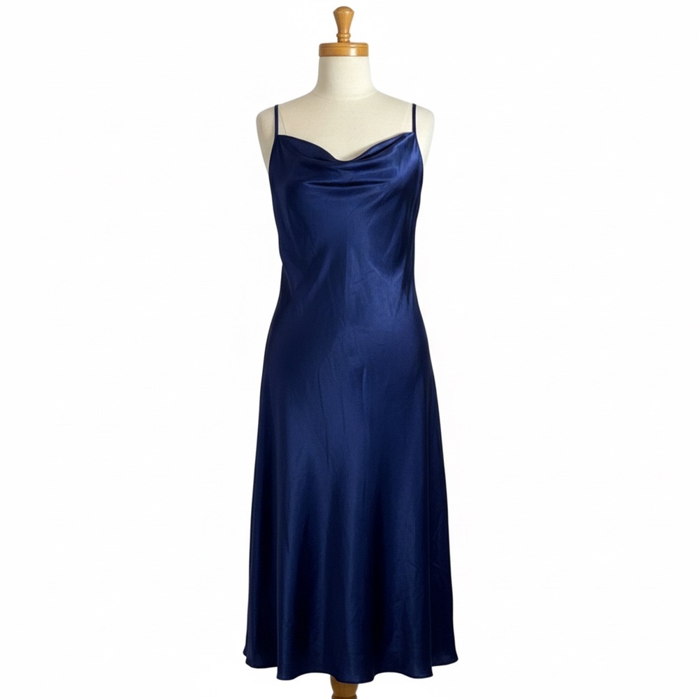bebe Navy Satin Chemise